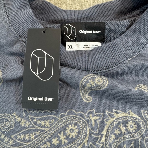 NWT Original Use Men's Pullover Sweatshirt Size XLGray Paisley Print Crewneck - Picture 2 of 7
